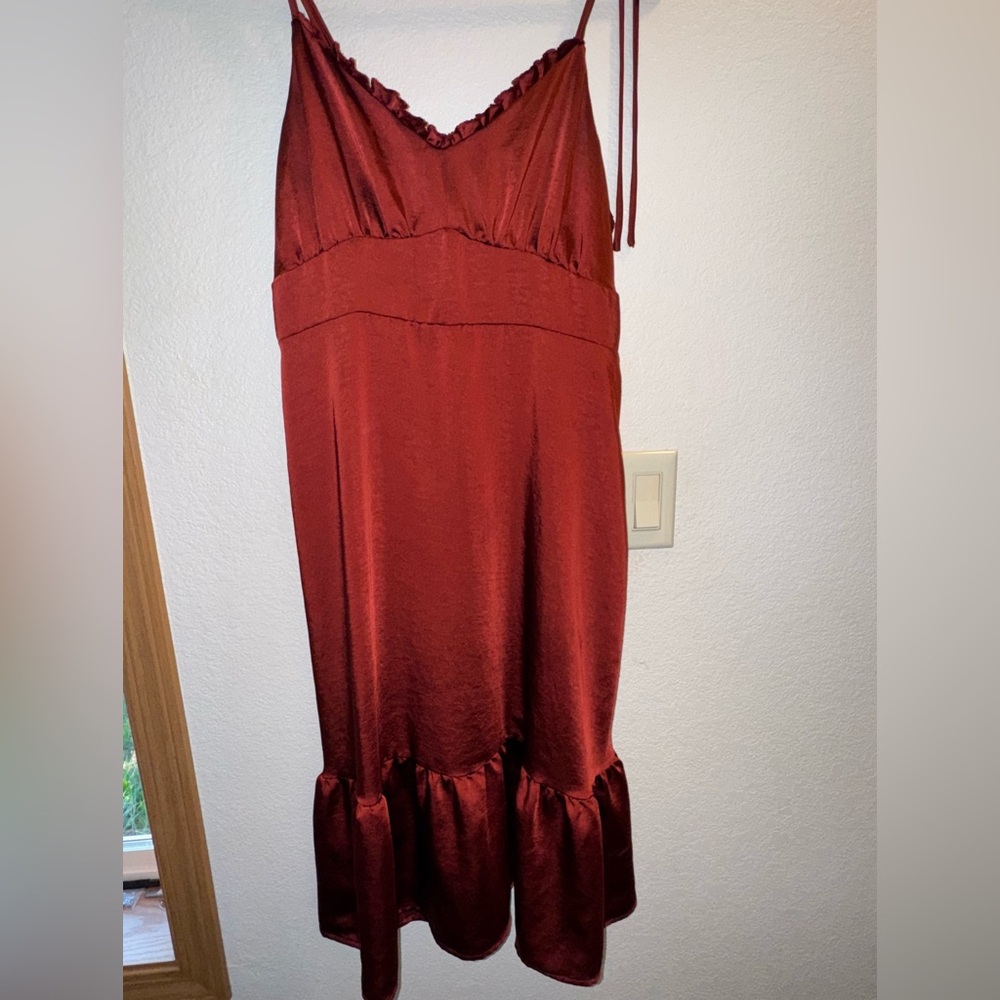 Nine West Burgundy Satin Dress